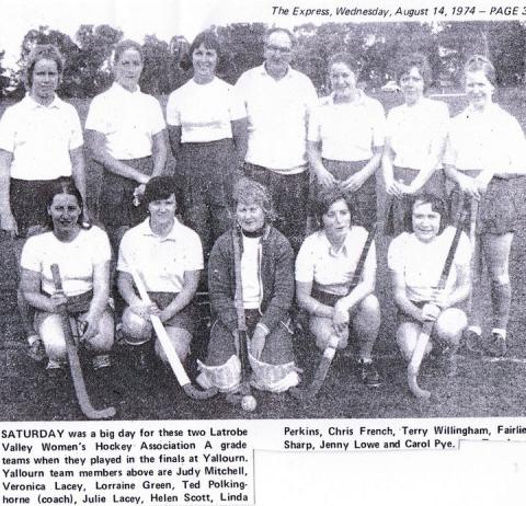 Womens Hockey 1974 A Grade Team